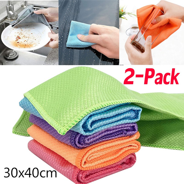 2-Pack Microfiber Super Absorbent Fish Scale Streak Cleaning Cloth for ...