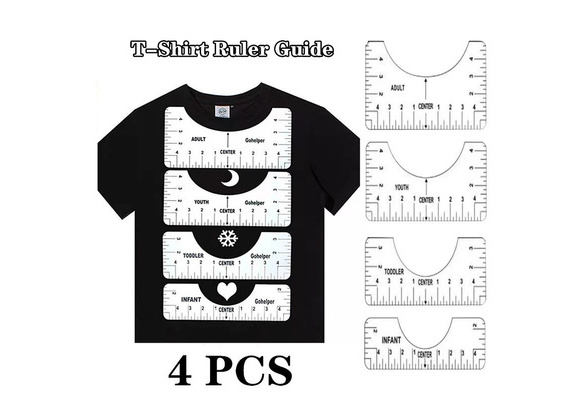 4pcs T-Shirt Ruler Guide Vinyl T-Shirt Ruler Guide Sublimation Designs On  T-Shirt Vinyl Ruler Guide Size Chart
