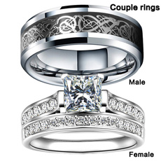 Sterling, ringsformen, Engagement Wedding Ring Set, Bridal