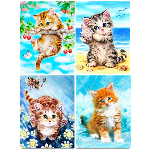 Colorful Cat Portrait, DIY Animal Diamond Painting