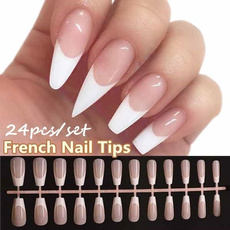 pink, Medium, nail tips, frenchfakenail