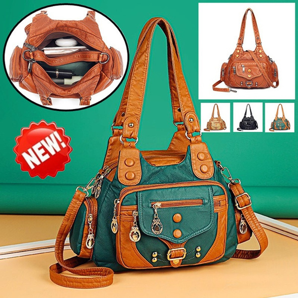 Women Handbags Tote Bag Soft Leather Retro Designer Large Capacity