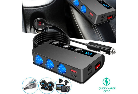 multiple cigarette adapter LISEN Lighter Splitter 191W Heavy Duty Truck Car USB Chager Multi Port with PD36W/QC3.0 Charge USB C 12V/24V Independent Switches & safer to use 12V Socket Power Outlet, 10FT