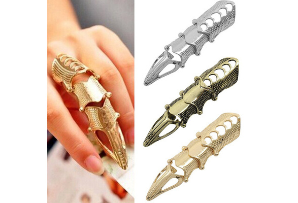 Full Finger Ring Armor Knuckle Joint Punk Rings Gothic Rock Hinged Finger  Claw Jewelry For Women Men Halloween Cosplay