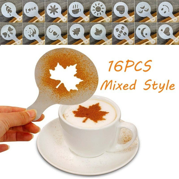 16Pcs Fancy Coffee Printing Model Cappuccino Mold Cake Coffee