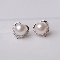 cshapedstudearring, DIAMOND, Crystal Jewelry, Pearl Earrings