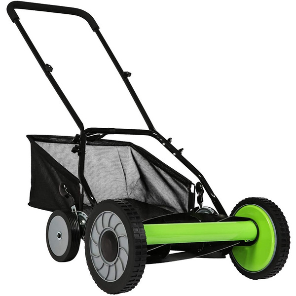 16-Inch Manual Reel Mower Adjustable 5-Blade Push Lawn Mower w
