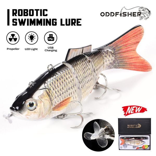 Robotic Fishing Lure Electric Wobbler For Pike Electronic Multi Jointed Bait  4 Segments Auto Swimming Swimbait Usb Led Light 40G