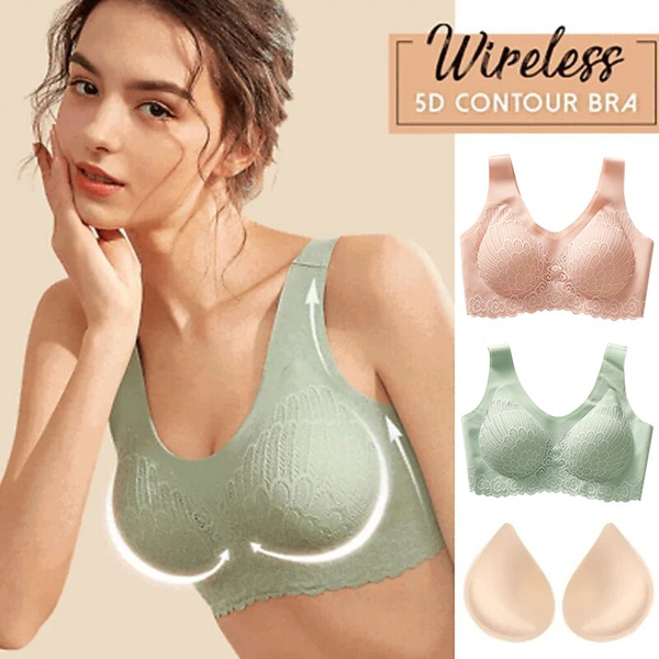 5D M-4XL Large Size Wireless Contour Bra Lace Breathable Underwear Seamless  Stretchy For Sports Yoga Running Bra Sports Bras Yoga Top Vest