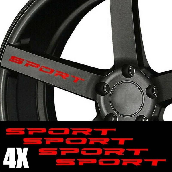 4× SPORT Style Car Door Rims Wheel Hub Racing Decal Sticker Graphic Accessories