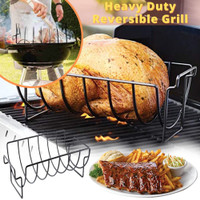 Extra Long Stainless Steel Rib Rack for Smoking and Grilling