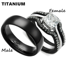 Couple Rings, Steel, Engagement Wedding Ring Set, Women Ring