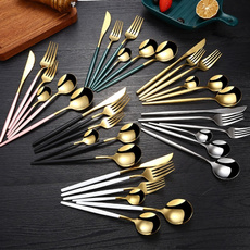 Forks, Steel, flatwareset, gold