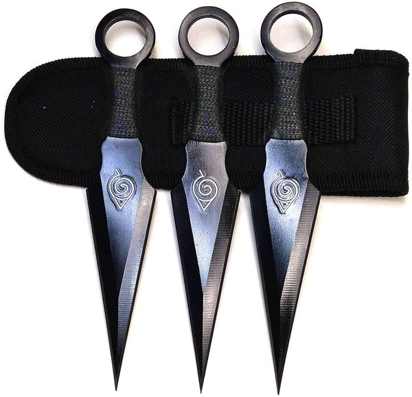 Avias Knife Supply juego de 3 cuchillos de acero inoxidable,  ninja, Konoha Leaf, kunai, cuchillo arrojadizo de 6.5 pulgadas con vaina,  6.5 pulgadas : Deportes y Actividades al Aire Libre