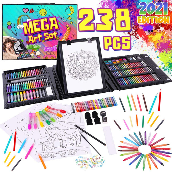 School Art Supplies for Teenages - Painting and Drawing Kit for Girls Boys  Stuff 10-12 years old- Art Set Coloring Set Sketch Pad Easel Oil Pastels  Crayons Watercolor Pencils Markers