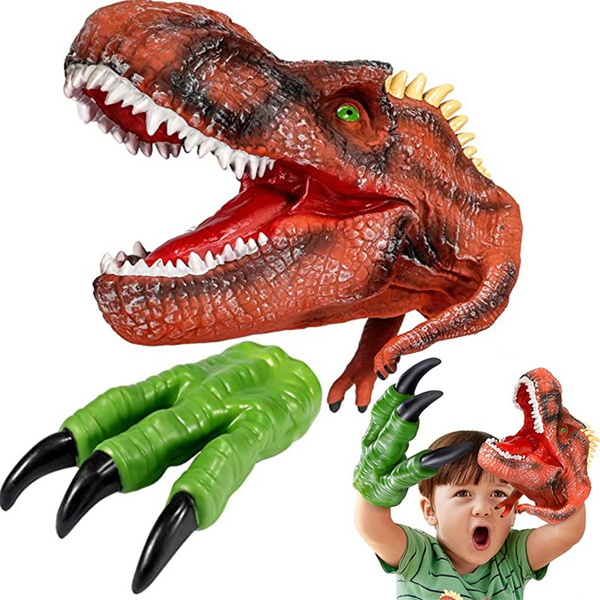 Realistic Dinosaur Hand Puppet Glove Soft Rubber Dino Hand Puppets ...