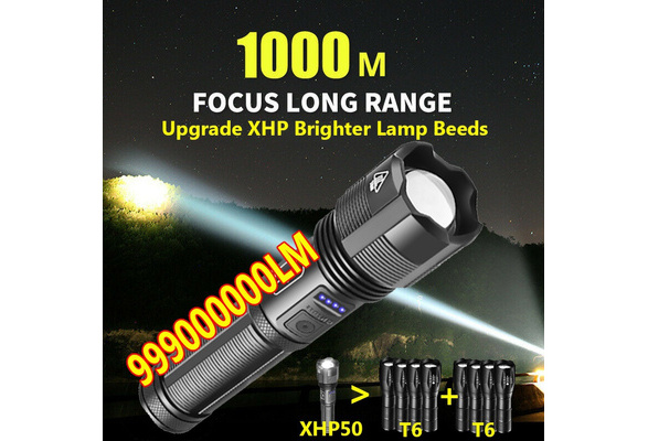 UPGRADE Brighter XHP110 Lamp Beeds LED Torch Flashlight Tactical Military Flashlight  Torch Zoomable 5-Mode 4 Core Chips Rechargeable Tactical Torches Flashlight  for Camping Hiking Bicyle Outdoor Accessories Including 18650 Batteries