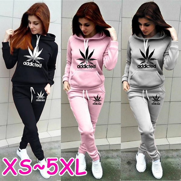 Womens Hoodie + Sweatpants 2-piece Sweat Suits Tracksuits Hooded