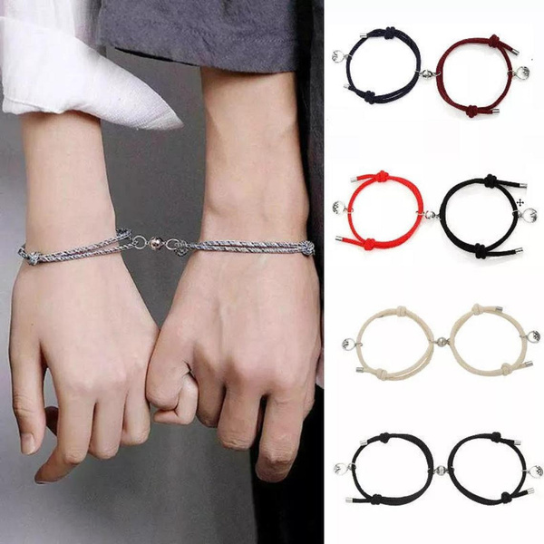 👍Attraction Couples bracelet Hand Woven Flat Knot Love Bracelet Black  White Wax Thread Adjustable Bracelet for bf and gf aesthetic | Lazada PH