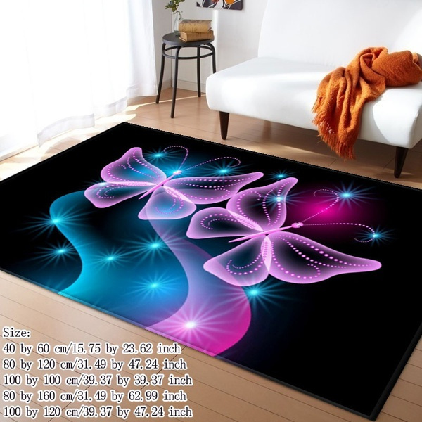 Butterfly Pattern 3d Printed Carpets For Living Room Bedroom Large