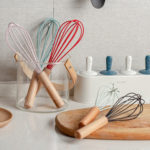 Whisk Household Mini Semi-automatic Whisk Manual Cream Whisk Wooden Handle  Egg Whisk Mixer