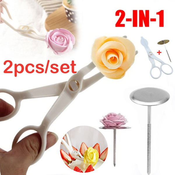 Piping Flower Scissors+Nail Icing Bake Cake Decorating Cupcake Pastry Tools