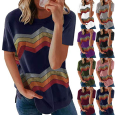 roundneckshirt, Plus size top, Summer, printed shirts