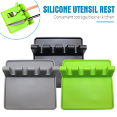 Silicone Utensil Rest Drip Pad Multiple Utensils Ladles Spoon Thongs Holder Cookware Shelf Kitchen Storage Accessories 