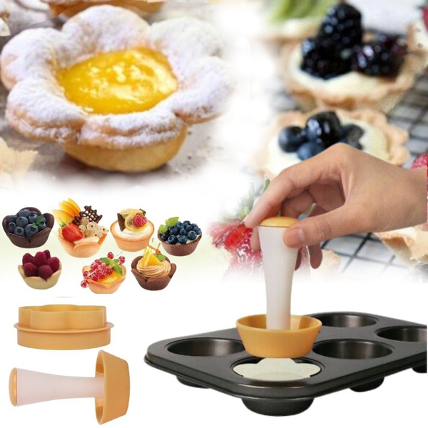 SDUSEIO 3 Pieces Wooden Pastry Pusher Tamper Wooden Egg Tart Molds Pastry Dough Tamper Kit Presser Double Side DIY Baking Shaping Tool for Tart Pan Mini Cheesecake Pans Muffin Bakeware Cake Tools 