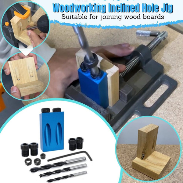 Woodworking Inclined Hole Jig Set of 14PCS, Pocket Drill Angle Set Wood