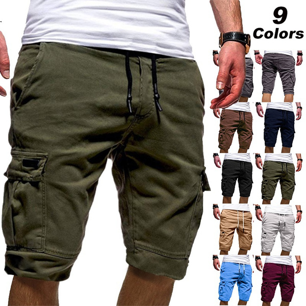 Men's Casual Drawstring Shorts Solid Elastic Wasit Beach Shorts ...