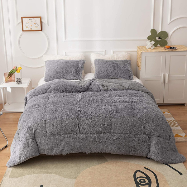 Household Fluffy Comforter Bed Set Faux Fur Fuzzy Duvet Set Luxury Ultra  Soft Plush Long Shaggy Queen Size Duvet Quilt - AliExpress