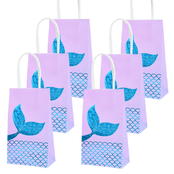 12Pcs Mermaid Tail Paper Gift Bags Candy Boxes Kids 1st Little Mermaid ...