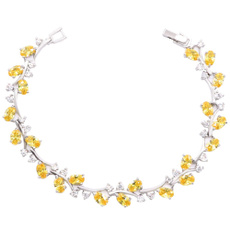Silver Bracelet, yellowcrystal, zircon925bracelet, Jewelry