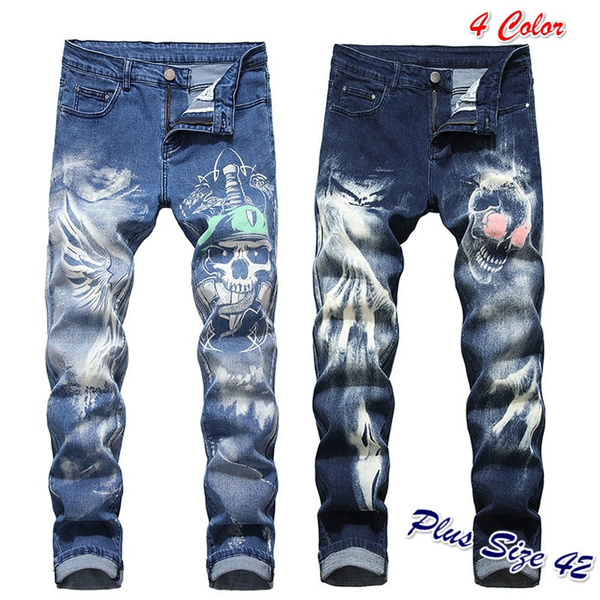 jeans Denim Jeans Mens Pants Pocket Brand Loose Jeans Elastic Trousers  Fashion Street Designer Men Jeans Plus Size 28-42 42 Blue : Amazon.co.uk:  Fashion