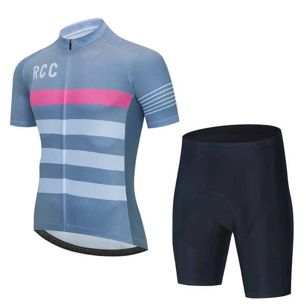 Mens Cycling Short Sleeve Jersey Bib Shorts Suit Summer Team Bike Uniform 2021 