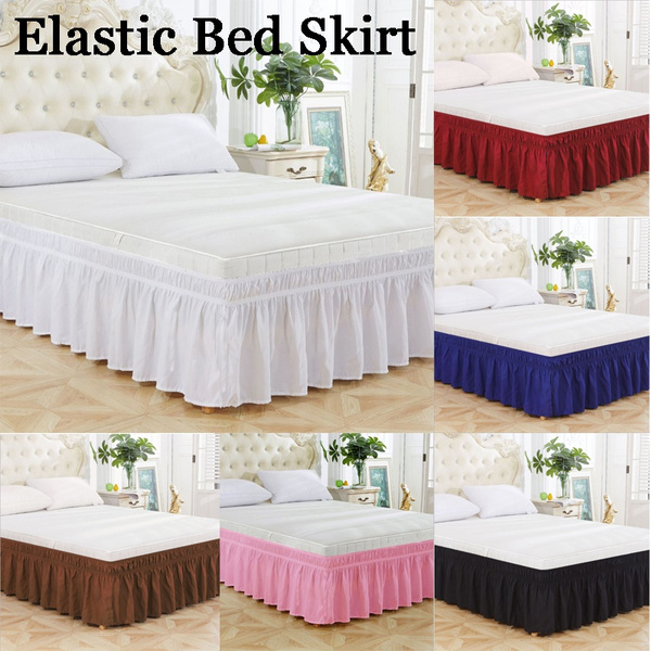 3 Sided Elastic Lace Wrapped 15 Inches Drop Bed Skirt Twin/Full/Queen/King size 