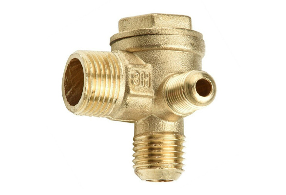 Air Compressor Check Valve 3-Port Brass Parts Replacement Universal Male 