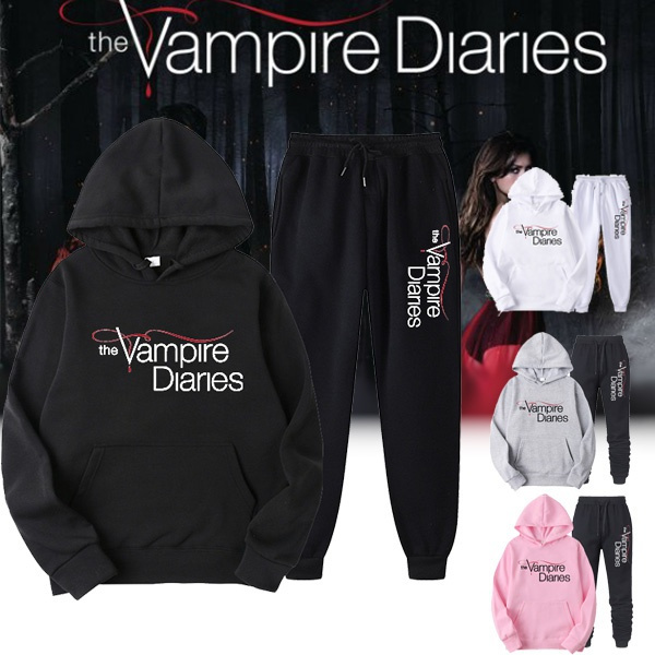 The Vampire Diaries Sweat Suit Women Men Teen Fashion Hooded Pullover Trousers Set Casual Hoodie Pant Outfits