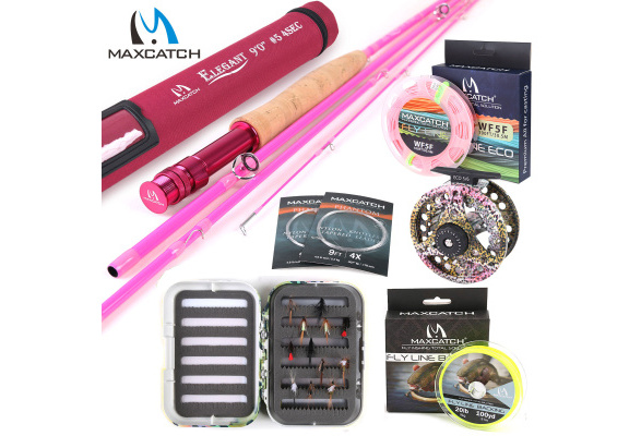 Maxcatch 2/5wt Women's Elegant Pink Fly Fishing Rod Combo, Fly Reel, Fly  Line kit