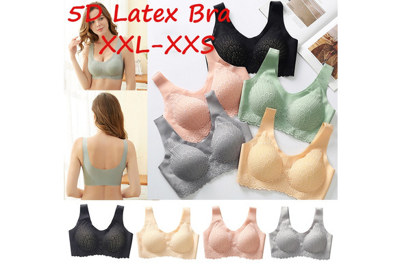 Women Lace Seamless Ice Silk Bra Latex Padded Removable Casual Bra Push Up  Tank Top Fashion Lingerie Bralette Ladies Back Beautify