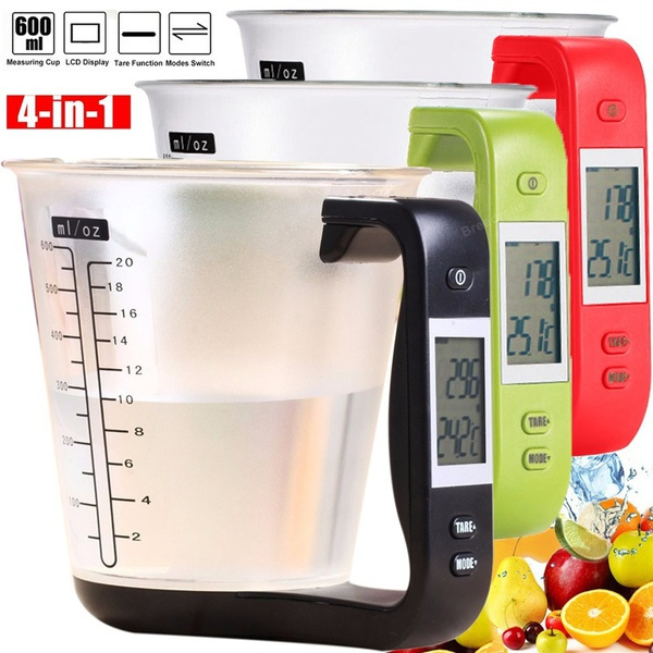 Digital LCD Display 4-In-1 1-1000G 600ML Capacity Measuring Cup