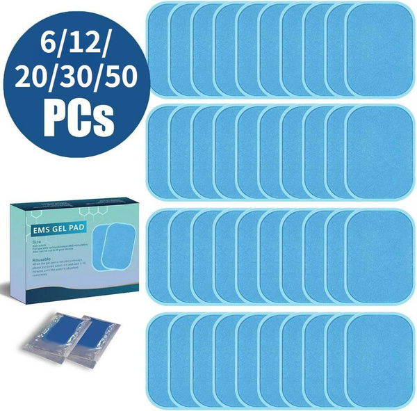 EMS Gel Pads, Abs Trainer Replacement Gel Sheet Electrodes Gel Replacement Pads  Muscle Stimulator Gel Pad for Abs Toner, ABS Stimulator Abdominal Muscle  Trainer Accessories 6/12/20/30/50pcs (2pcs/ Pack)