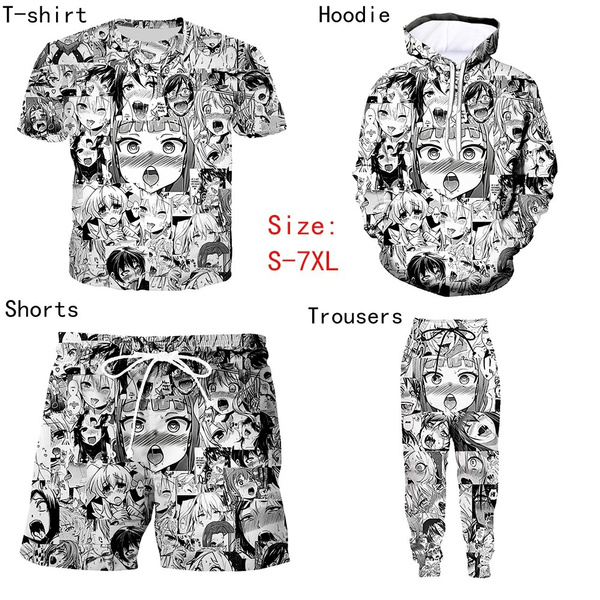 2020 Fashion Anime Ahegao 3D Print T shirt Sweater Vest Jacket Hoodie Shorts Jogging pants Trousers Set Plus Size S 7XL