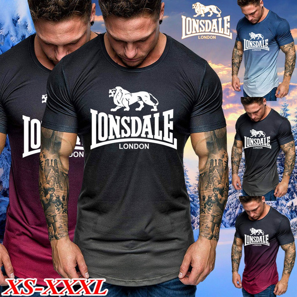 Men Personality Gradient Color Short Sleeve T Shirts Lonsdale Men