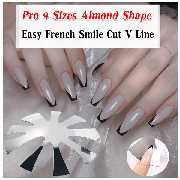 Nail Tool Kit Acrylic Pink White French Nails Pro 9 Size Almond Shape Tips  Manicure Edge Trimmer Easy French Smile Cut V Line | Wish
