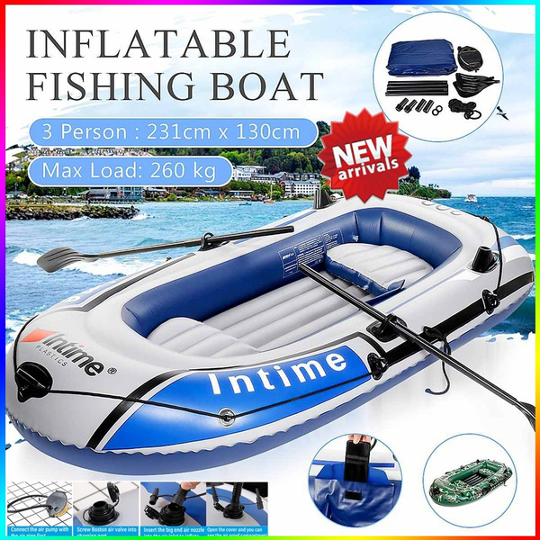 High Quality New Upgrade 231x110cm 3 Person Thickening PVC Inflatable Boat  Raft River Lake Dinghy Boat Pump Fishing Boat Outdoor Sport Bear 260kg