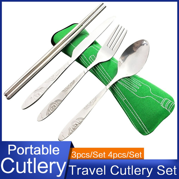 4pcs Portable Cutlery Set Camping Cutlery Set for Camping Picnic