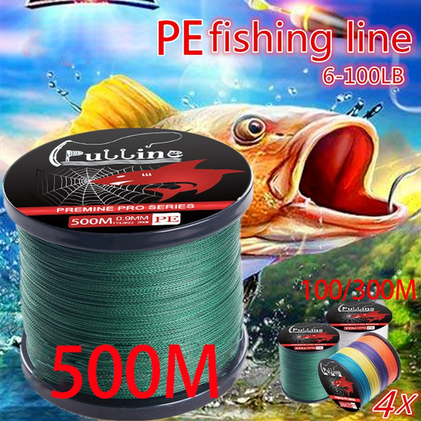 PULLINE Fishing Line 100M/300/500M Fishing Tools Super Strong 4 Strands 6lb-100lb  Braided Grey Color Fishing Tackle PE Lines Outdoor Sports