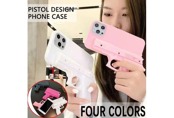 Funny Prank Phone Case for iPhone 6 6s 7 8 plus X XS MAX 11 PRO MAX Cool Case Cover Pistol Design Hard PC Phone Cases Fashion Accessory